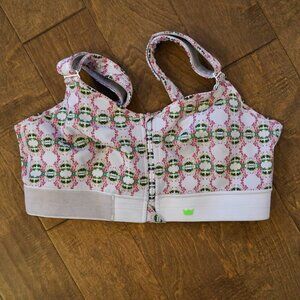 SHEFIT Women's‎ Flex Sports Bra Light Floral Lace Size 3 Luxe White Pink